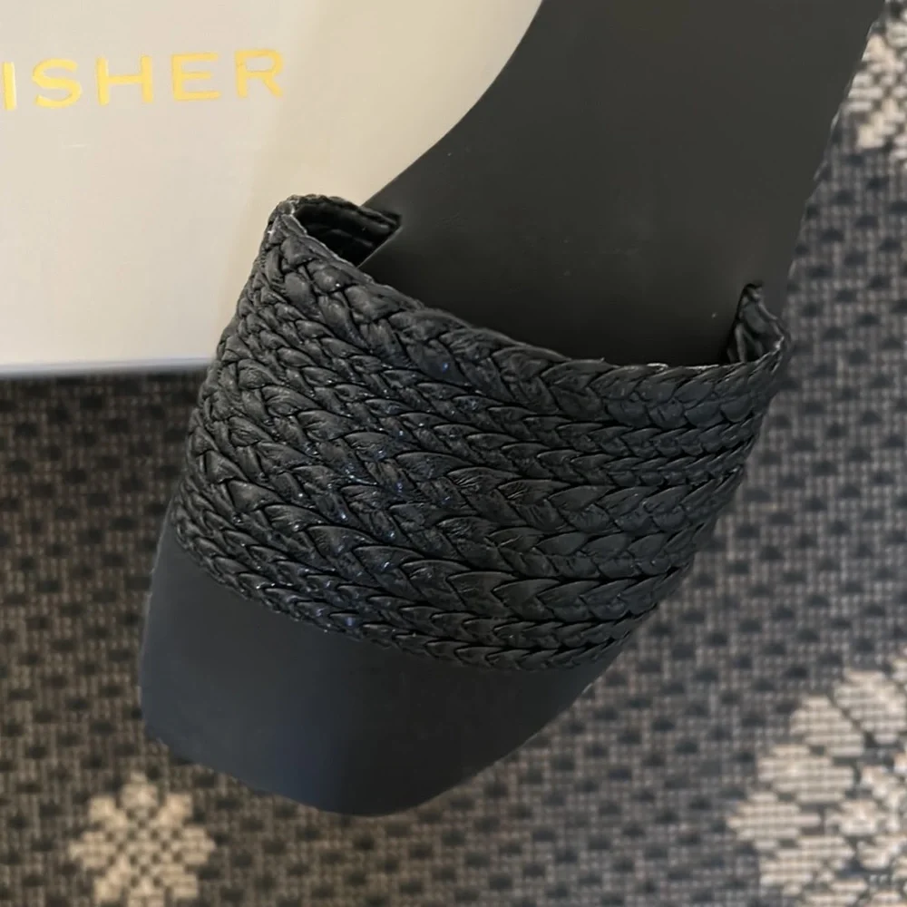 Marc Fisher Black Braided Slide Sandals